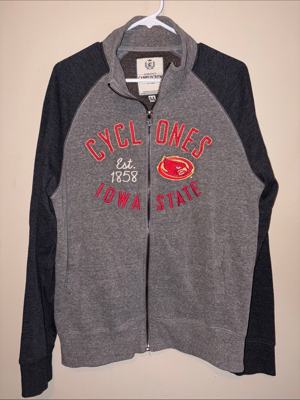 Iowa State Cyclones Gray Zip-Up Hoodie - Campus Crew
